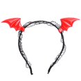 thumbnail image 1 of 3 tipos de diademas de murciélago, diademas de Halloween, bolas rosas y negras brillantes, accesorios para el cabello de Halloween, fiesta de cumpleaños de niñas (rojo+rosa+plata), 1 of 5