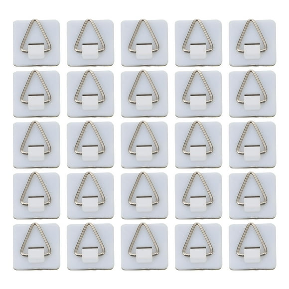 KAKOWELY 50 ganchos triangulares sin perforaciones para marcos de fotos de pared (blancos)