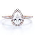 thumbnail image 1 of JeenMata Anillo de Compromiso de 1 Quilate con Corte de Pera - Anillo de Bodas - Anillo de Halo - Anillo Pavé - Anillo de Promesa - Baño de Oro Rosa de 18 K sobre Plata, 1 of 6