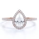 thumbnail image 1 of JeenMata Anillo de Compromiso de 1 Quilate con Corte de Pera - Anillo de Bodas - Anillo de Halo - Anillo Pavé - Anillo de Promesa - Baño de Oro Rosa de 18 K sobre Plata, 1 of 6
