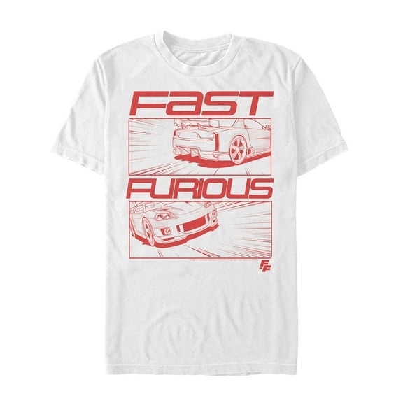 Men's Fast & Furious Comic Strip Speed  Graphic Tee White 2X Large