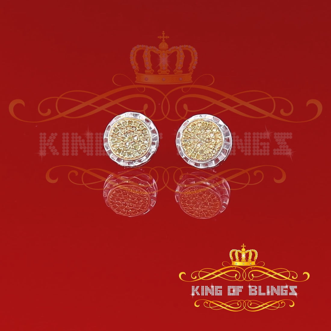King of Bling's 0.20ct Diamond Stud Earrings For Women's White 925 Sterling Silver For Men's