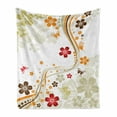 thumbnail image 1 of Floral Soft Flannel Fleece Blanket, Swirling Florets Fragrance Botanical Beauty with Wavy Lines Butterflies Spring Theme, Cozy Plush for Indoor and Outdoor Use, 50" x 70", Multicolor, by Ambesonne, 1 of 6