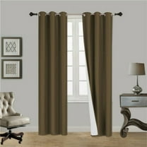 1 SET SSS BROWN Blackout Room Darkening Window Curtain Treatment Set, Two (2) Printed Grommet Panels 37"W X 84"L Each