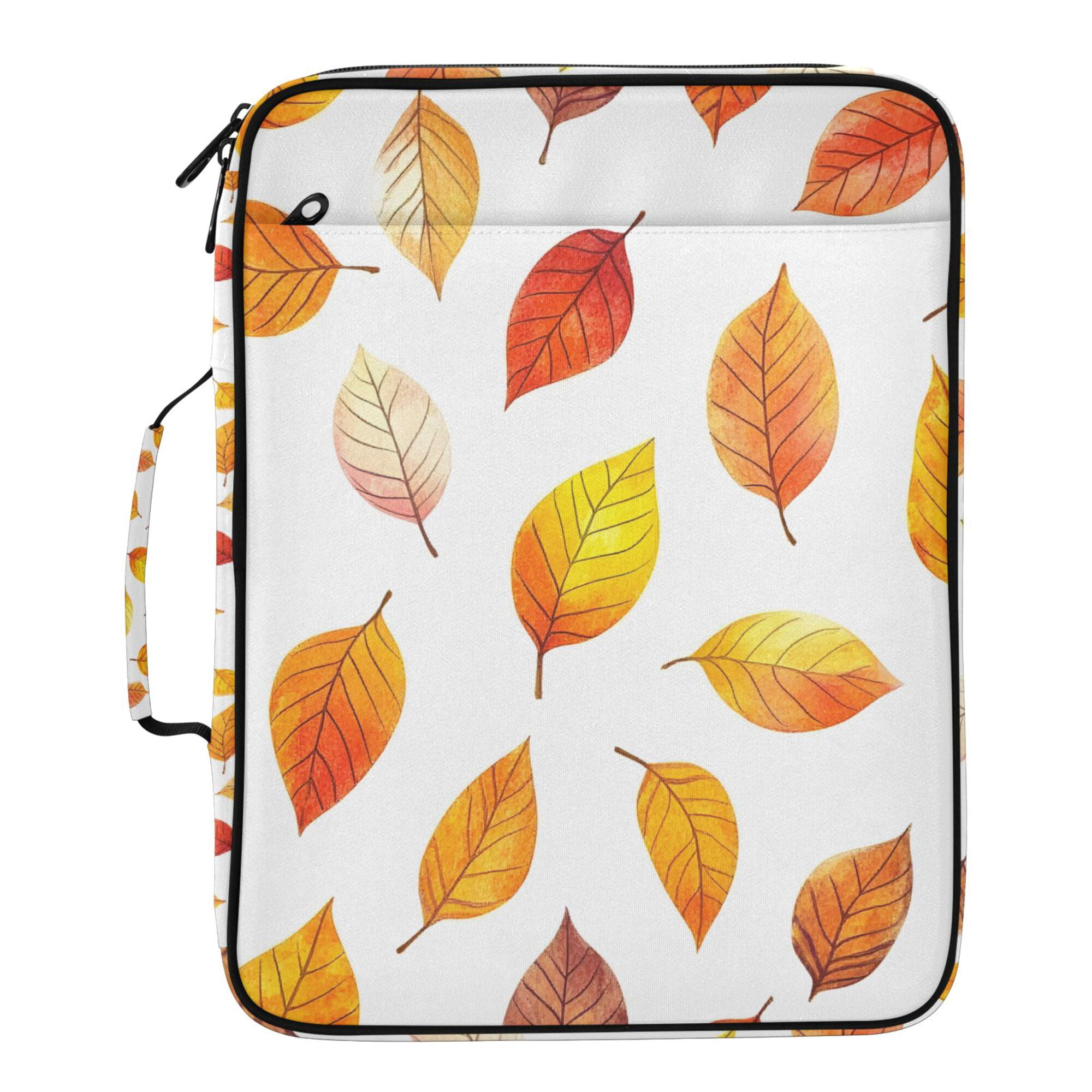 FORMRS Accordion File Folder A4 Size 7-Pocket Expanding Document Organizer Bag with 3 Ring Binder, Orange Leaves