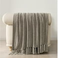 thumbnail image 5 of EVERGRACE Soft Chenille Throw Blanket for Couch, Cozy Plush Fuzzy Decorative Chenille Knit Throw Blanket with Tassels, Lightweight Blanket and Throws for Bed Sofa Gift Home Decor, Taupe 60"x80", 5 of 8