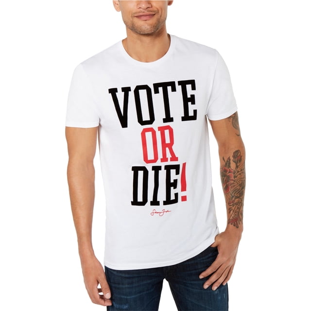 ¡Sean John Mens vota o muere! Camiseta gráfica, blanca, mediana
