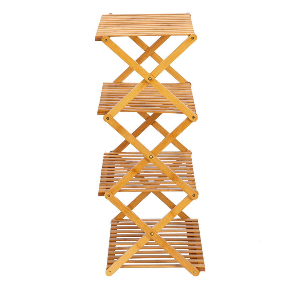 Kepooman 4-layer Foldable Flower Shelf/Plant Shelf/Wood Shelf, Multi-purpose Storage Shelf/Book Shelf, Garden Yard Terrace Balcony Bedroom, Natural Kepooman 4-layer Foldable Flower Shelf/Plant Shelf/Wood Shelf, Multi-purpose Storage Shelf/Book Shelf, Garden Yard Terrace Balcony Bedroom, Natural