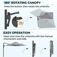 thumbnail image 6 of AECOJOY 10 ft Wall Mounted Patio Umbrella Outdoor Rectangle Umbrella with 180° Rotation for Outside in Gray, 6 of 9