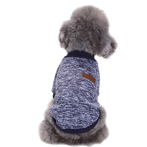 Ropa para perros y mascotas, suéter para perros, suave, grueso, cálido, camisa para perros, suéter de invierno para perros (azul marino, M)