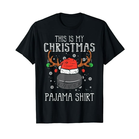 This Is My Christmas Shirt Ice Hockey Xmas Sports Boys Men T-Shirt Black