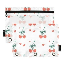 ALAZA 2 Pack Pencil Pouch Cherry and Hearts Pencil Case for 3 Ring Binder Clear Window Pencil Bag Organizers