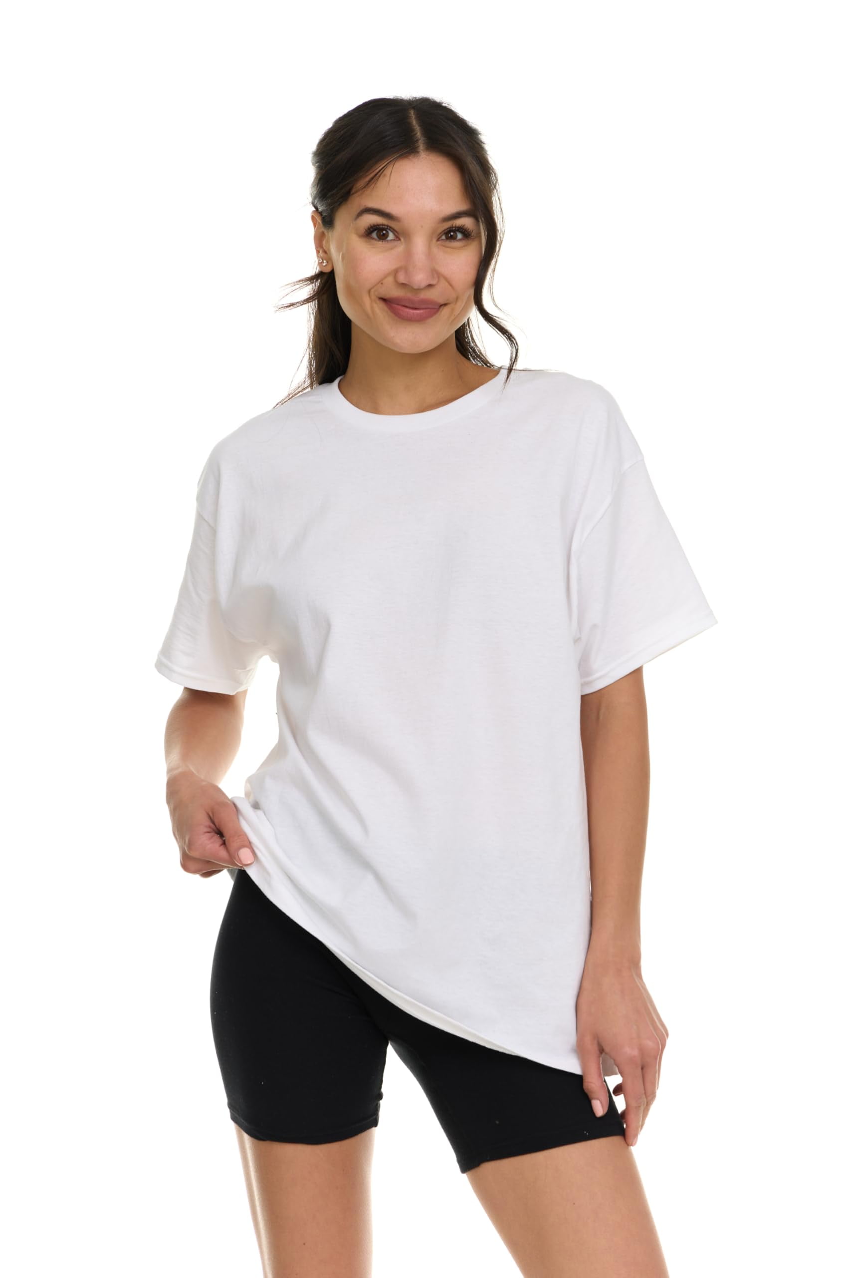 BILLIONHATS 12 Pack Womens Oversized Cotton T-Shirts, Crew Neck Short Sleeve Baggy Loose Tops Oversize Tees Color White, Size X-Large