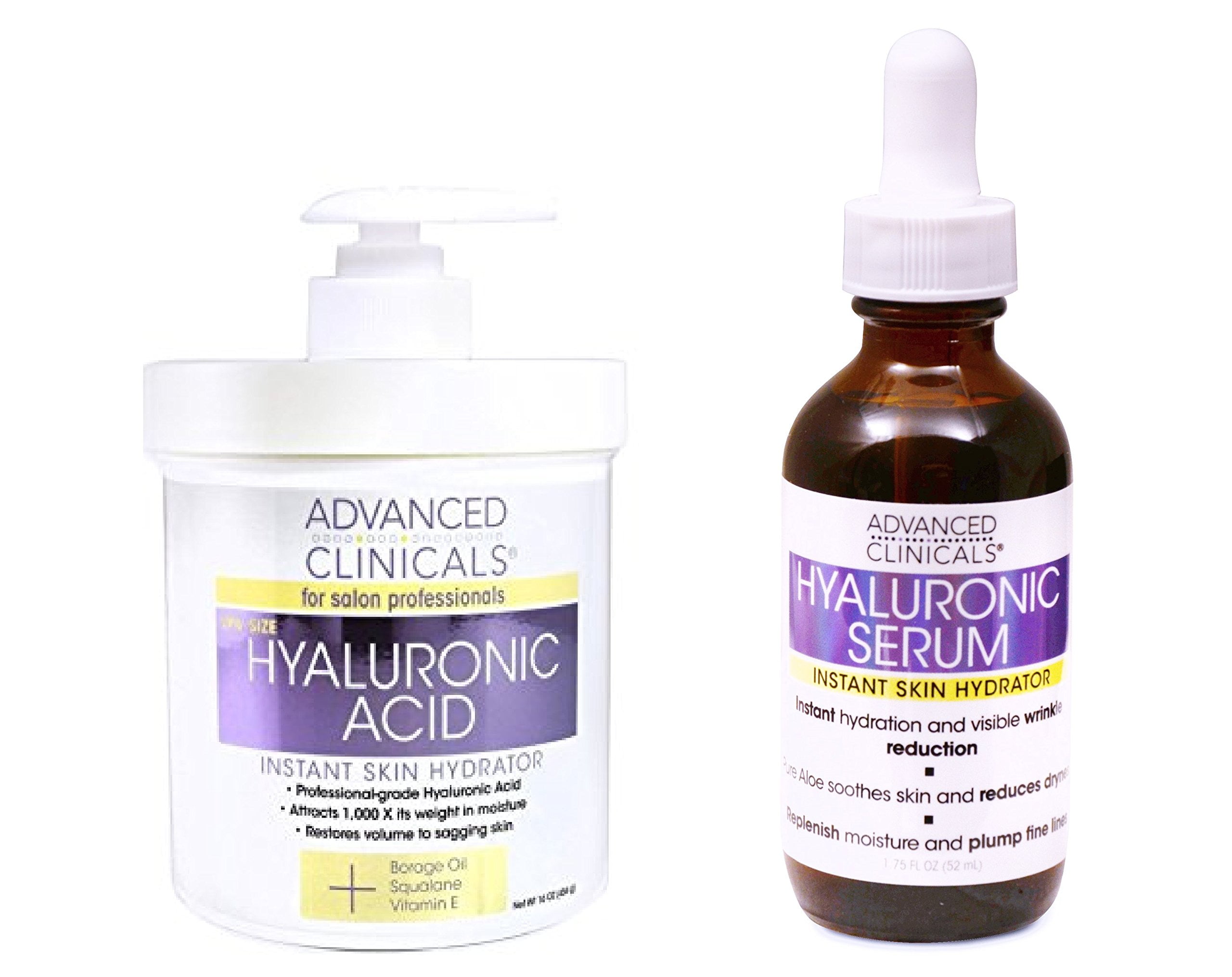 Advanced Clinicals Hyaluronic Acid Skin Care Value Set. 1.7 fl oz Face