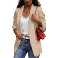 thumbnail image 2 of Zshosam Women's Relaxed Scuba Knit Stretch Blazer with Scrunch Sleeves(Beige,L), 2 of 5