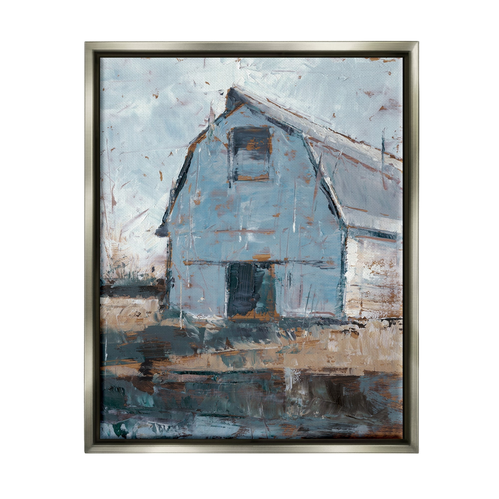Stupell Industries Abstract Distressed White Barn Farm Architecture Luster Gray Framed Floating Canvas Wall Art, 24x30, by Ethan Harper
