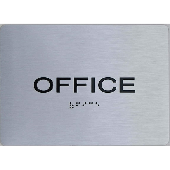 Office Sign -(Aluminum, Brush Silver, Size 5X7) The Sensation line