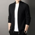 thumbnail image 2 of YLSDY Men's Mock Neck Cardigan Sweater Full Zip up Sweaters Slim Fit Knitted Cardigans Sweaters Fall Winter Warm Clothing Black M, 2 of 9
