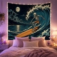 thumbnail image 2 of Ocean Waves Full with Human Skeleton Dynamic Surfing, Mystical Fantasy for Space Lovers, Galaxy Room Decor, Housewarming Gift, Tapestry Wall Hanging for Bedroom and Dorm, 2 of 7