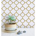 thumbnail image 1 of Safiyya Papel Pintado Dorado De 118 X 17,7 Pulgadas, Papel De Contacto Con Patrón Blanco Y Dorado, Papel De Contacto Autoadhesivo Decorativo Extraíble Para Gabinetes, Papel Pintado De Baño Moderno Par, 1 of 5