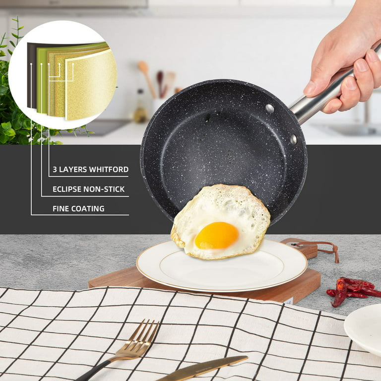Nonstick Frying Pan with Lid for Cooking, Clatine Omelette Pan
