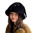 thumbnail image 4 of Babysbule Hats for Women Winter Women's Cute Rabbit Ear Hat Plush Thickened Warm Fashion Bucket Hat, 4 of 6