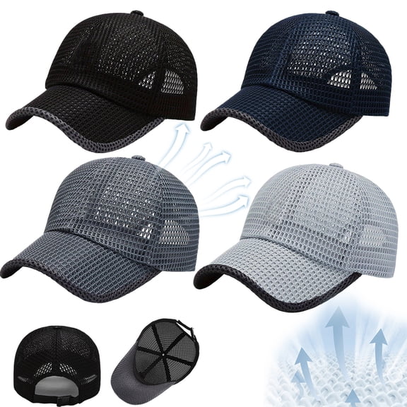 Summer Mesh Baseball Cap Breathable Quick-Dry Trucker Hat for Men Women Lightweight Running Hiking Outdoor Sports,Dark Gray