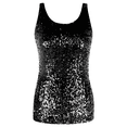 thumbnail image 6 of PrettyGuide Women Shimmer Glam Sequin Embellished Sparkle Tank Top Vest Tops Black, X-Large, 6 of 7