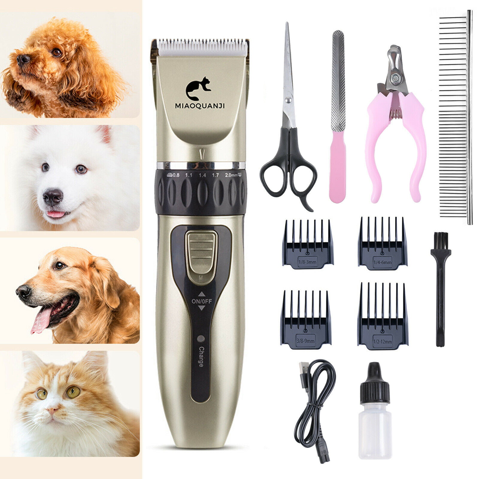 Pet Grooming Hair Clipper Cordless Dog Cat Hair Trimmer Cutter Kit 
