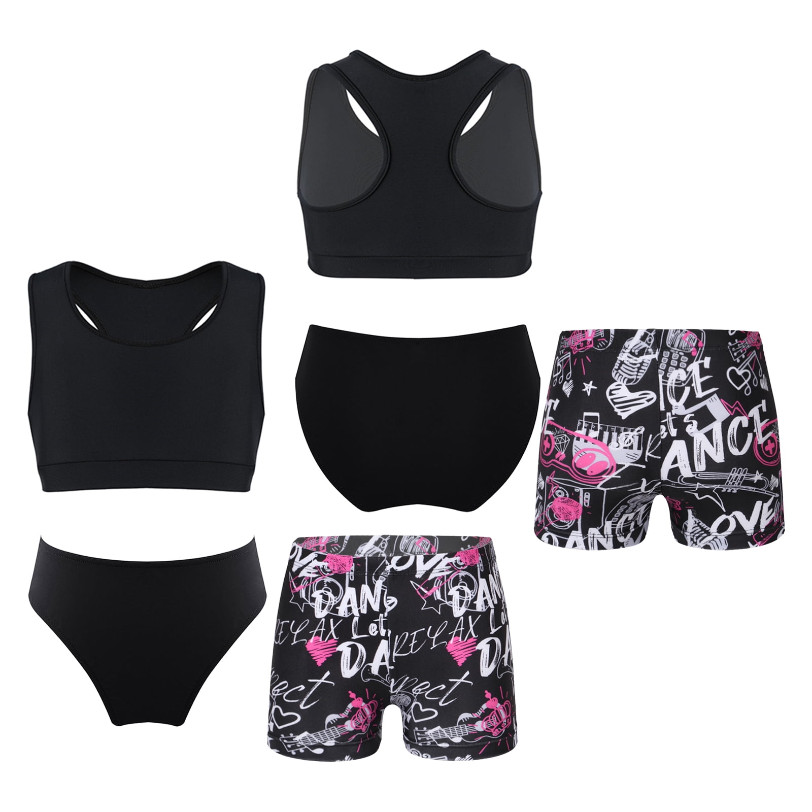 Iiniim Kids Girls 3 Pieces Swimsuit Sleeveless Swim Crop Tops With Shorts Bottoms Set Tankini Bathing Suit