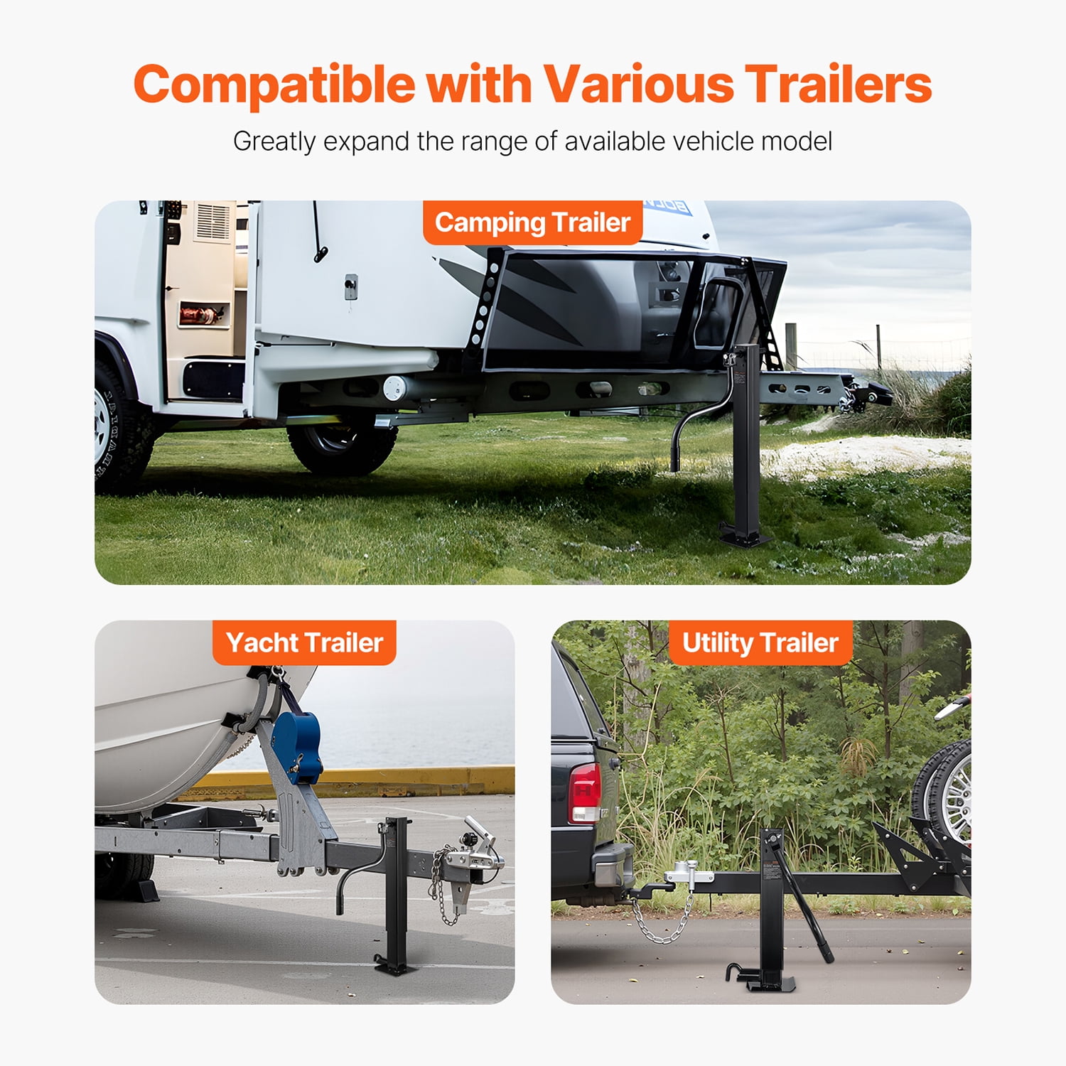 KFFKFF Heavy-Duty Trailer Jack, 12000 lbs Load Capacity, Weld-on Pipe-Mount Swivel Design with Comfortable Handle, 12.6-inch Vertical Travel, Ideal for RV, Horse, Utility, Camping, and Yacht Trailers
