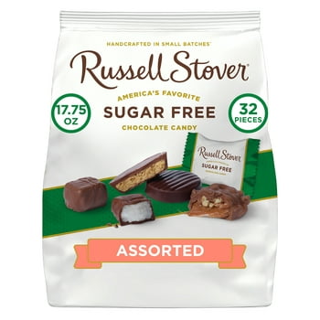 RUSSELL STOVER Sugar Free Assorted Chocolate Candy, 17.75 oz. bag (≈ 32 pieces)