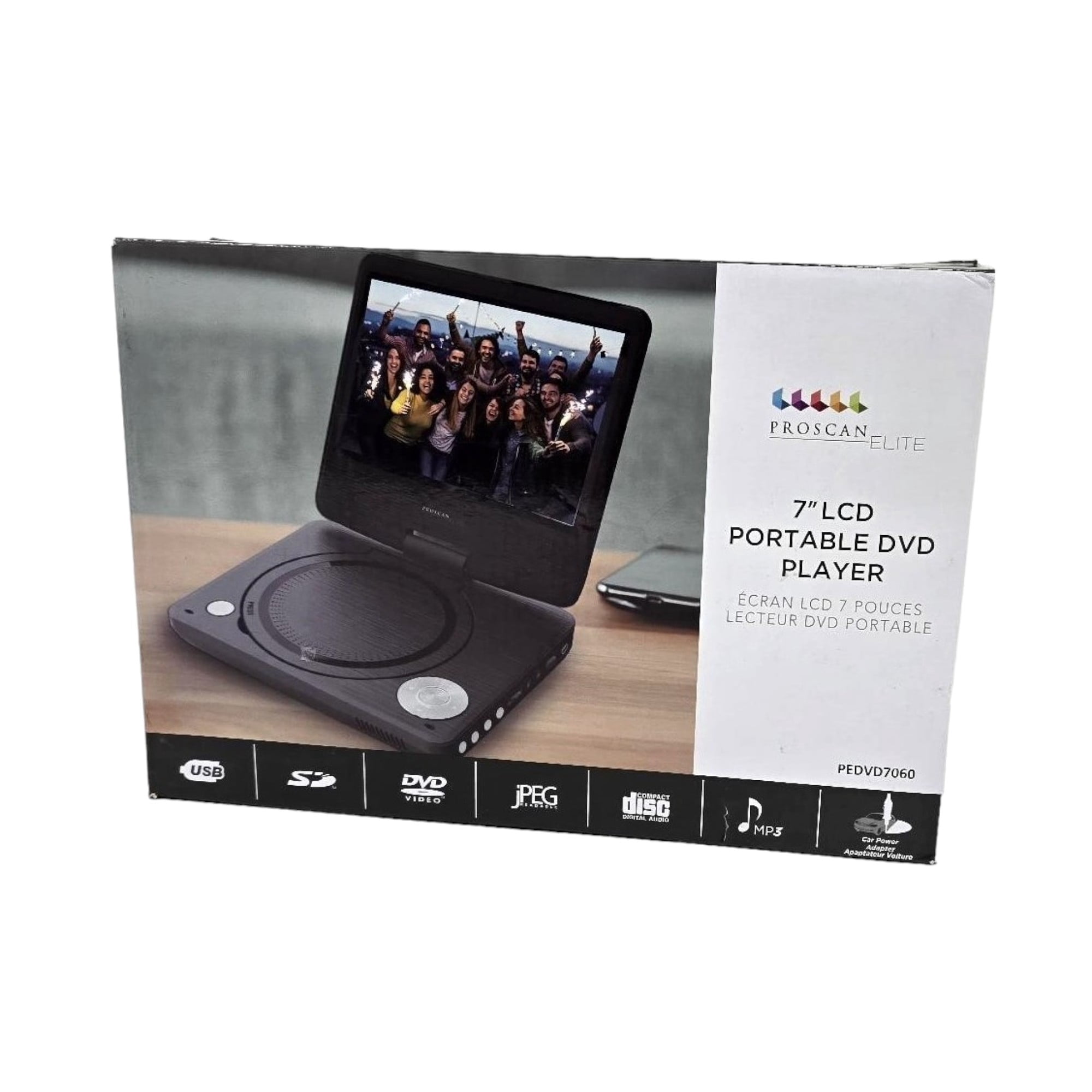 Pre-Owned Proscan Elite, 7-Inch Portable Swivel Screen DVD Player, Black, PEDVD7060