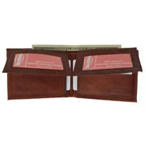 Mens Genuine Leather Bifold 2 Flap Up ID Card Holder Wallet 590 CF