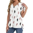 thumbnail image 2 of T Shirts For Women Womens Tops Summer Daily Casual V Neck Shirts Short Sleeve Tops Blouses Loose Fit Shirt, 2 of 5