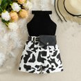 thumbnail image 4 of LYMAYTER 12M-6Y Toddler Baby Girls Summer Sleeveless Knit Tank Tops+ Shorts+belt Bag Set 3PCS Sleeveless Halter Ribbed Tops + Elastic Shorts + Waist Bag, 4 of 10