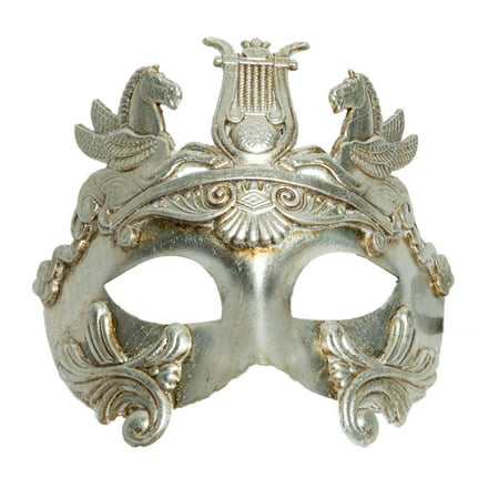 Men's Silver Spartan Venetian Half Mask