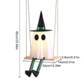 thumbnail image 2 of 2.8 ft Light-Up Swinging Ghost with Purple Striped Legs & Witch Hat, Spooky Hanging Ghost on Swing Prop for Yard Outdoor Decor, Halloween Decorations & Horror Party Porch Display, 2 of 2