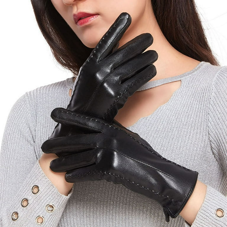 Leather Gloves for Men Warm Touchscreen Texting Gloves with