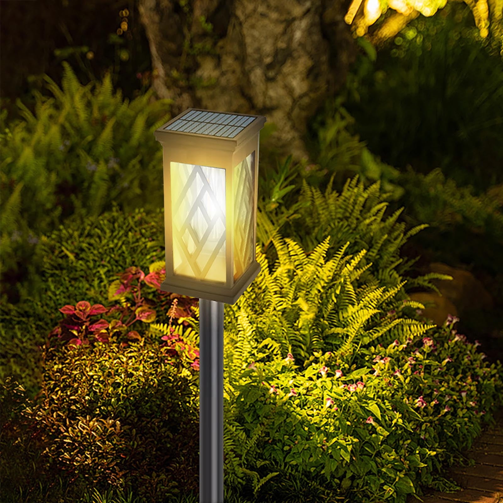 Outdoor Solar Lights,Solar Garden Lights,Waterproof Warm White LED Solar Landscapes Stake Lights Garden Decor for Yard Patio Driveway Walkway Path Lighting