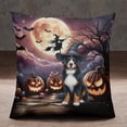 thumbnail image 2 of Spooky Halloween Night Witch Bernese Mountain Dog Glowing Pumpkins Pillowcase Double Sided Berner Lover Gifts Pillow Case Covers - 12015, 2 of 3