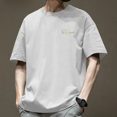 thumbnail image 1 of Camiseta de manga corta para hombre de estilo americano, 200 g, algodón puro, color sólido, gruesa, no transparente, corte holgado, moderna, 1 of 4