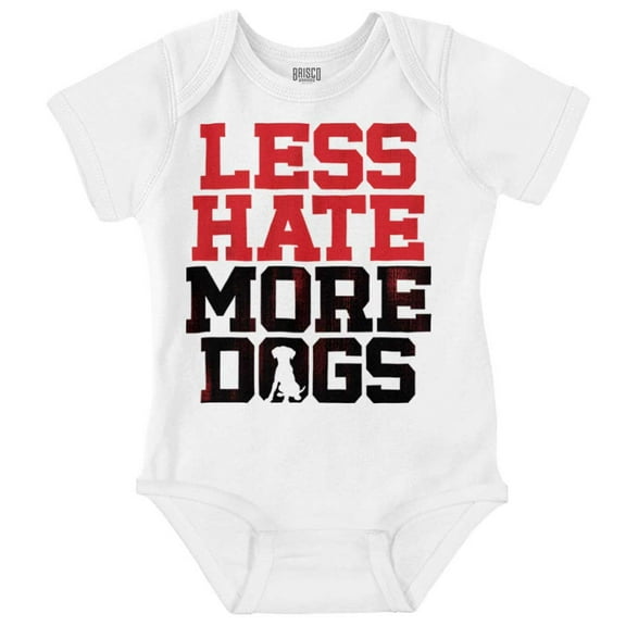 Less Hate More Dogs Peace Relaxed Pet Romper Boys or Girls Infant Baby Brisco Brands 12M