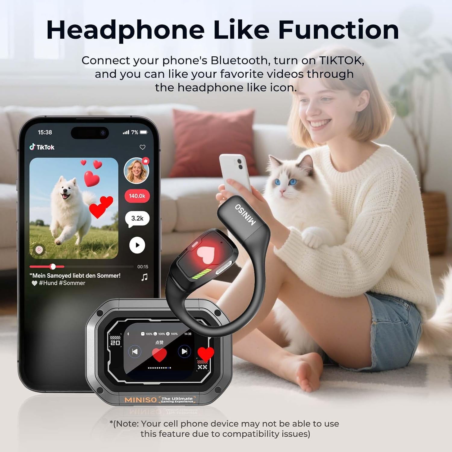 MINISO M98 Open Ear Earbuds Wireless Earbuds AI 135 Language Translator Earbuds with Smart Screen Mic,Bluetooth Earbuds Sport IPX7 Waterproof,Black