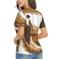 thumbnail image 3 of Vsdgher Western Cowboy Countryside Women Shirts V Neck Short Sleeve Tops T-Shirt Basic Tees, S to 3XLSmall, 3 of 5