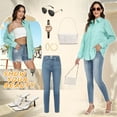 thumbnail image 6 of VDJ Womens Button Down Shirts Long Sleeve Casual Collared Business Blouse Lightweight Casual Work Tops Size M, 6 of 9