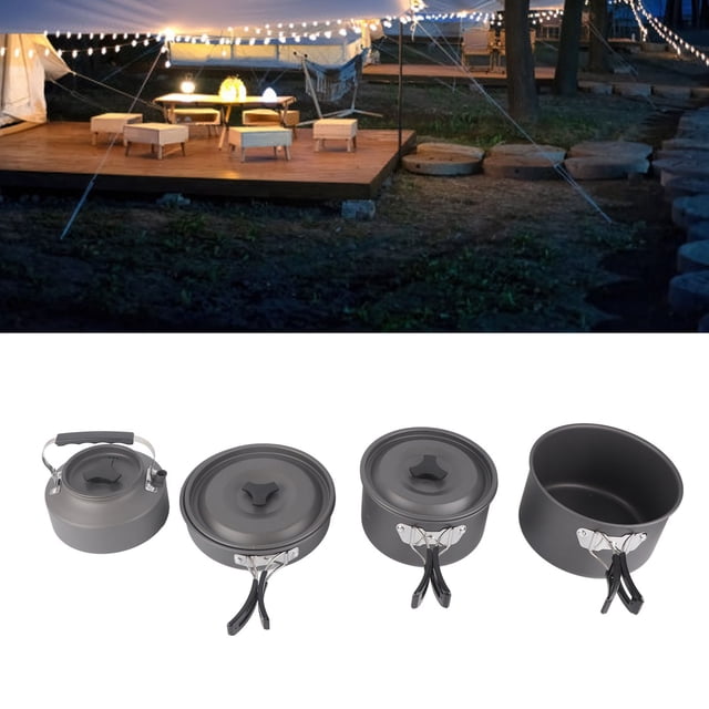 Camping Cookware, Lightweight Camping Cooking Set Rapid Heat Conduction for Hiking