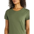 thumbnail image 3 of Time and Tru Women's Cotton Crewneck Tee with Short Sleeves, Sizes XS-XXXL, 3 of 3