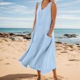 thumbnail image 2 of Jamsmile Womens Dress Summer Solid Color Sleeveless Elegant Loose Fit Casual Maxi Dresses With Pockets Daily Tshirts HolidaySundress, 2 of 5