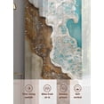 thumbnail image 6 of Teal Brown Sheer Curtains 63 Inches Long 2 Panels Sea Wave Beach Abstract Coastal Ocean Scenery Light Filtering Semi Sheer Window Curtains Drapes for Bedroom Living Room 52"x63", 6 of 7
